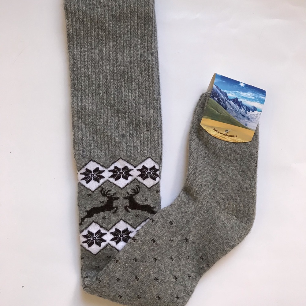Woman’s 70% Camel Wool Thigh High Thick Socks - Picture 2 of 4